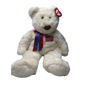 Ty Beanie Buddy Libearty Bear 2000 Plush USA Flag Large w Tag Vintage